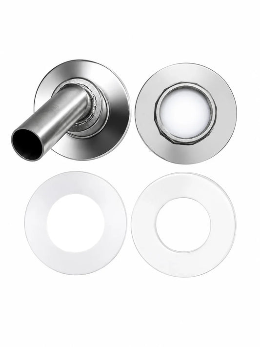 Stainless Steel Thru Hull Fitting, 22 mm, 90° Base, Angled Connector, Boltless