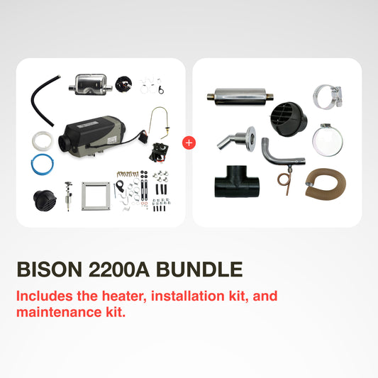 Heater Bundle, BISON 2200A/Basic Marine Installation Kit, 12V, Diesel, Digital Controller