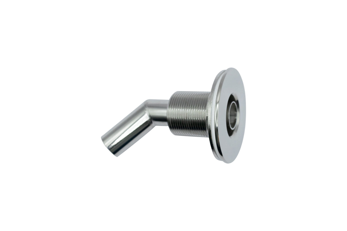 Thru Hull Fitting, 22 mm, 90° Base, Angled Connector, Boltless image 0