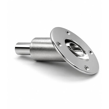 Stainless Steel Thru Hull Fitting, 24 mm, 45° Base, Straight Connector with Screws