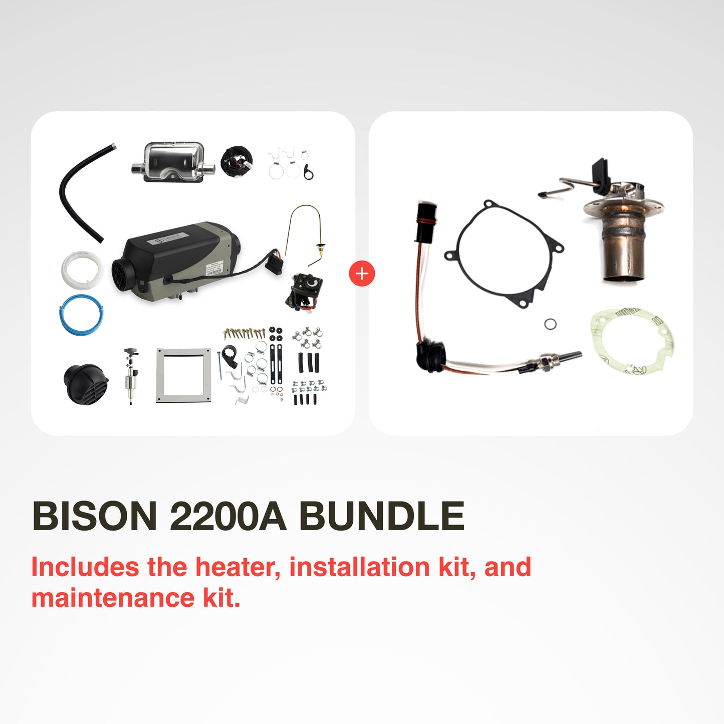 Heater Bundle, BISON 2200A/Maintenance Kit, 12V, Diesel, Digital Controller