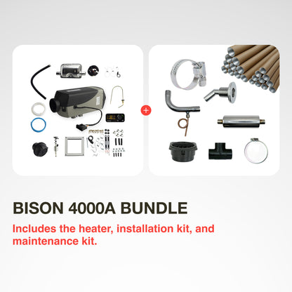 Heater Bundle, BISON 4000A/Basic Marine Installation Kit, 12V, Diesel, Digital Controller